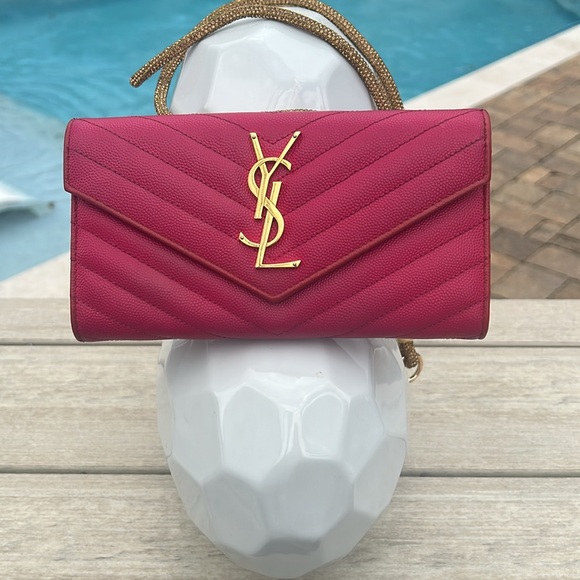 YSL Monogram Large Flap Wallet in Pink - Picture 3 of 7